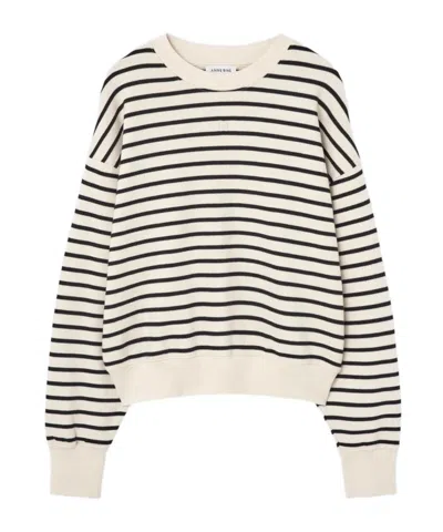 Anine Bing Striped Crew Neck Sweatshirt In White