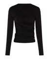 Anine Bing Ruched Jersey Texture Top In Black