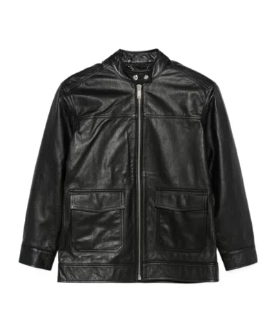 Anine Bing Long-sleeved Zipper Leather Jacket In Black