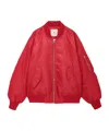 Anine Bing Leon Zip Front Bomber Jacket In Red