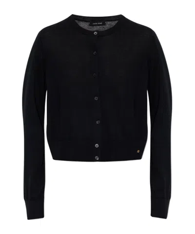 Anine Bing Long-sleeved Knitted Cardigan In Black