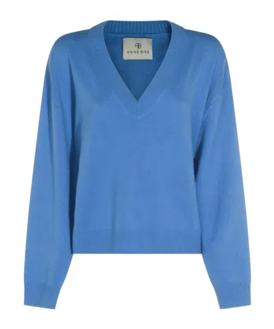 Anine Bing V-neck Cashmere Sweatshirt In Blue