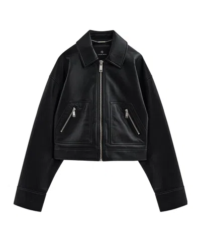 Anine Bing Long-sleeved Zip-up Jacket In Black