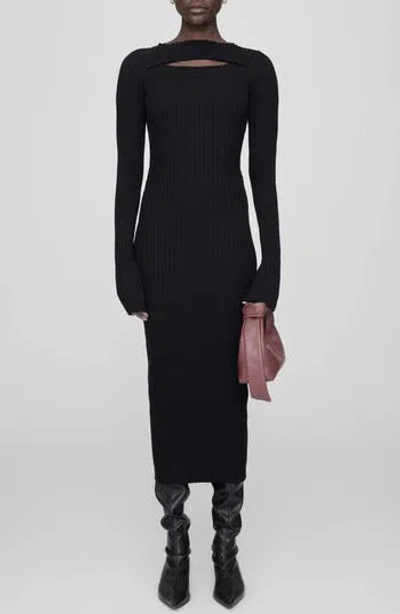 Anine Bing Lora Cutout Midi Dress In Black