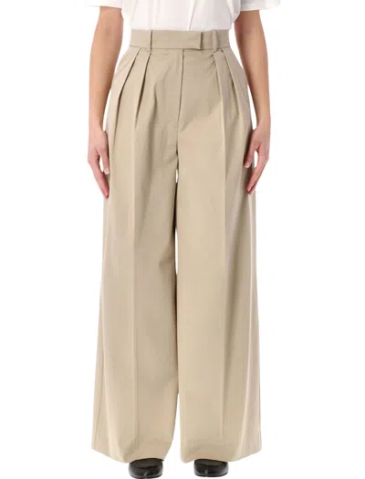 Anine Bing Lou High-rise Wide Trousers In Neutral