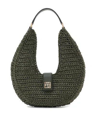Anine Bing Lou Monogram Crocheted Shoulder Bag In Green