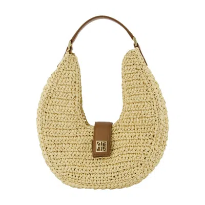 Anine Bing Lou Monogram Shoulder Bag - Leather - Beige In Multi