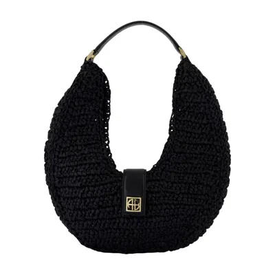 Anine Bing Lou Monogram Shoulder Bag Black - Canvas - Black