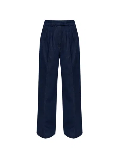 Anine Bing Lou Pleated Jeans In Blue