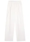 Anine Bing Lou Pleated Satin Trousers In White