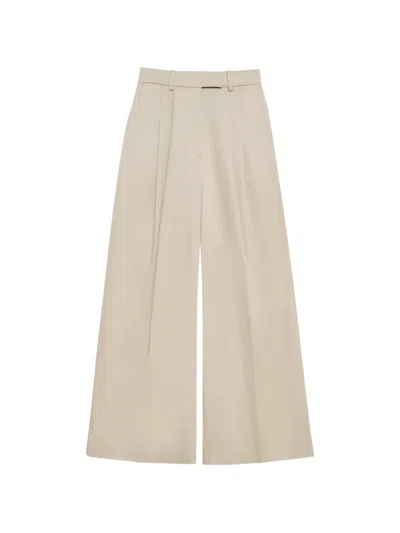 Anine Bing Lou Pleated Trousers In Neutral