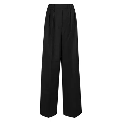 Anine Bing Lou Pleated Wide-leg Trousers In Black