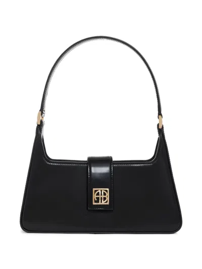 Anine Bing Lou Shoulder Bag In High-shine Black In Nero