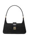 Anine Bing Elly Snake Embossed Leather Shoulder Bag In Black