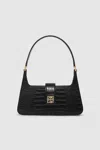 Anine Bing Elly Snake Embossed Leather Shoulder Bag In Black