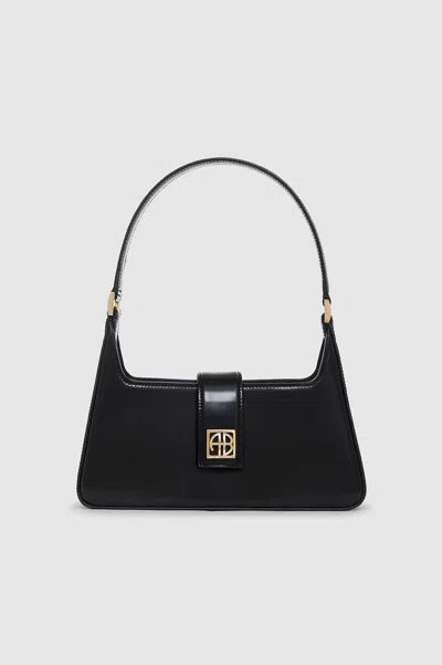 ANINE BING ANINE BING LOU SHOULDER BAG IN HIGH-SHINE BLACK