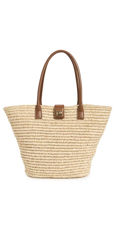Anine Bing Lou Tote Monogram Natural With Cognac