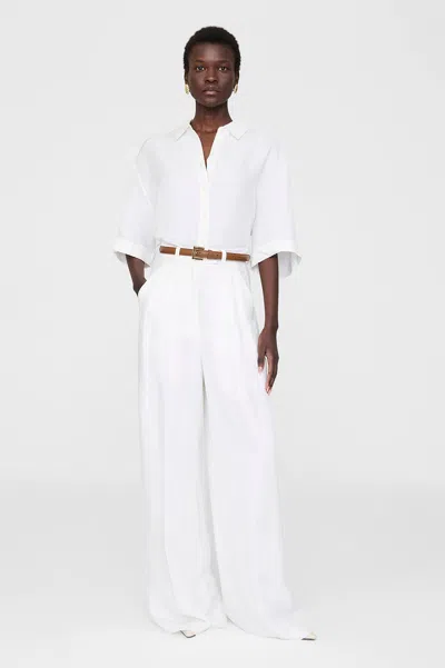 Anine Bing Lou Trouser - Ivory Linen Blend 12