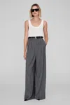 Anine Bing Lou Trouser In Black And Grey Stripe In Black