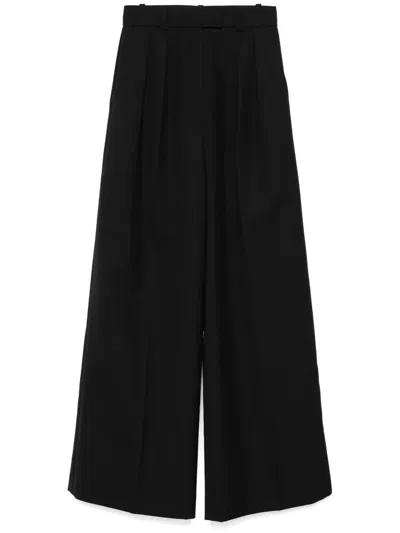 Anine Bing Lou Pleated Wide-leg Trousers In Black
