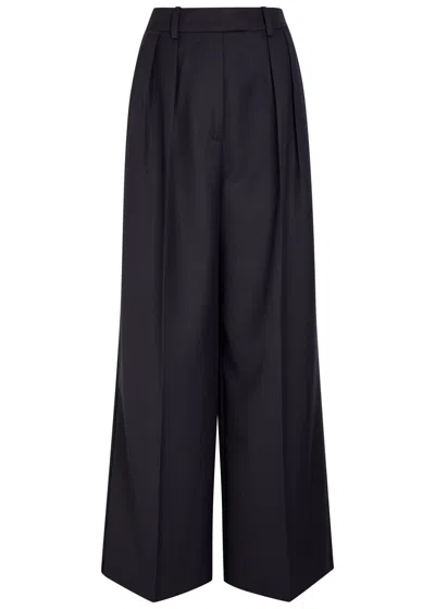 Anine Bing Lou Wide-leg Woven Trousers In Blue