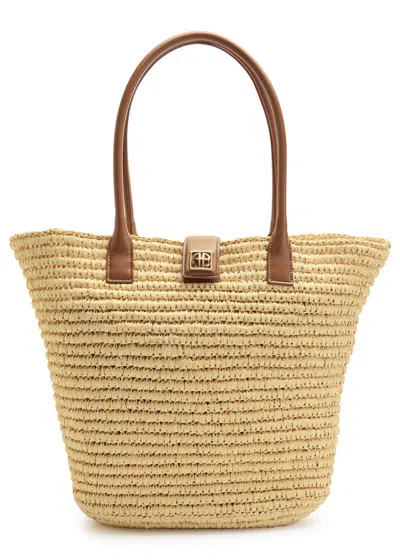 Anine Bing Lou Woven Raffia Tote In Beige