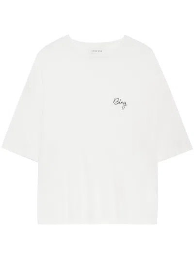 Anine Bing Louis Logo-embroidered T-shirt In Beige