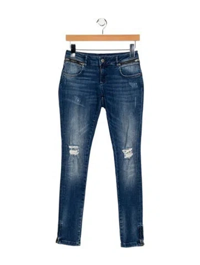 Pre-owned Anine Bing Low-rise Skinny Leg Jeans In Blue