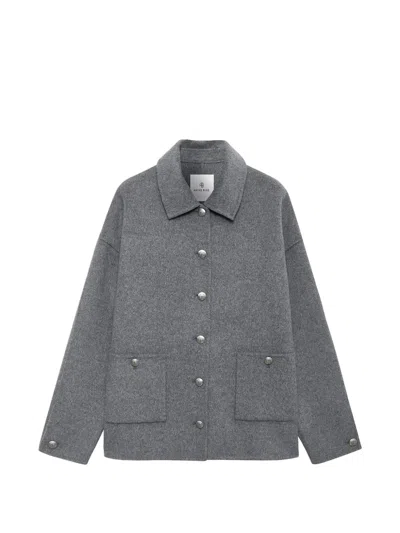 Anine Bing Luca Button-pocket Jacket In Gray