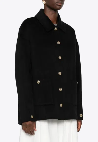 Anine Bing Luca Cashmere Buttoned Jacket In Black