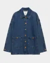Anine Bing Luna Denim Jacket With Collared Neck In Blue
