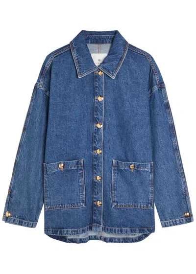 Anine Bing Luca Denim Jacket In Purple