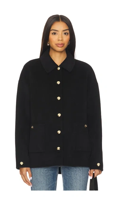 Anine Bing Button Detail Coat Collared Design Pockets In Black