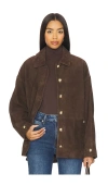 Anine Bing Luca Suede Jacket Dark Brown In Brown