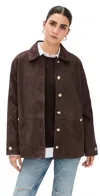 Anine Bing Luca Suede Jacket Dark Brown In Brown