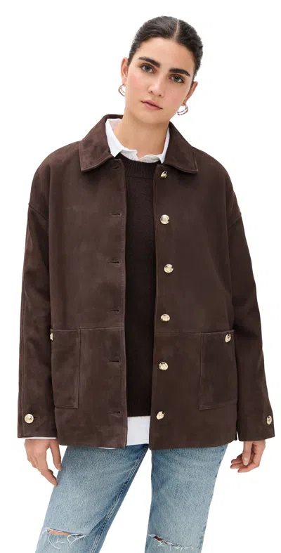 ANINE BING LUCA SUEDE JACKET DARK BROWN