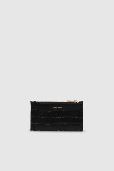 Anine Bing Lucy Card Holder In Black Embossed