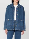 Anine Bing Luna Denim Jacket With Collared Neck In Blue