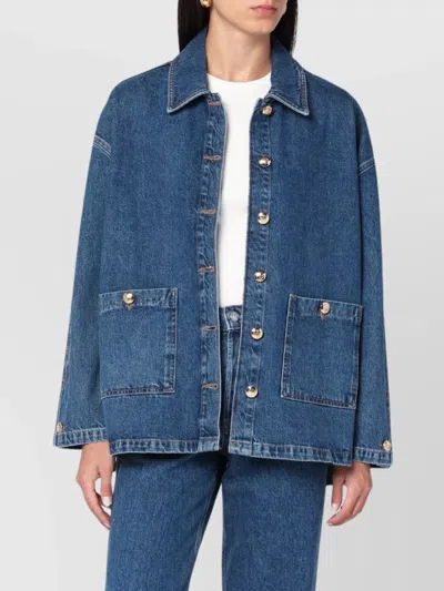ANINE BING LUNA DENIM JACKET WITH COLLARED NECK