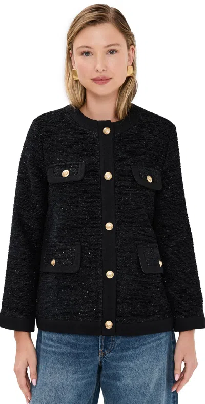 Anine Bing Womens Black Lydia Sequin-knit Tweed Jacket