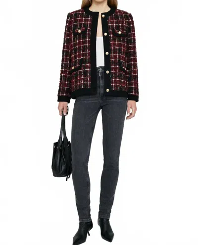 Anine Bing Lydia Jacket In Cherry Plaid In Brown