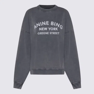 Anine Bing Printed Crew Neck Long Sleeve Sweatshirt In Gray