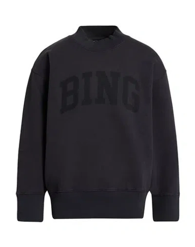 Anine Bing Man Sweatshirt Charcoal Size Xs Cotton, Polyester In Black