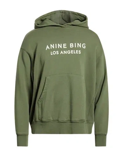 Anine Bing Man Sweatshirt Military Green Size Xs Cotton In Multi