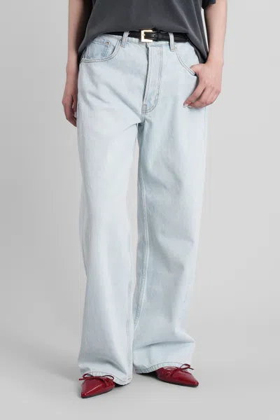 Anine Bing Manon Jeans In Cyan Cotton In Blue