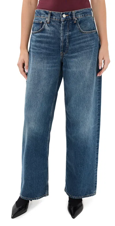 Anine Bing Manon Jeans Washed Blue In Ivory