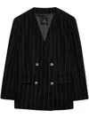 Anine Bing Wool-blend Pinstripe Maron Blazer In Grey