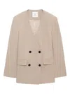 Anine Bing Maron Double-breasted Blazer In Neutral