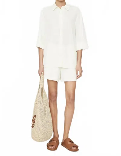 Anine Bing Mary Button Down Shirt In Ivory In Multi