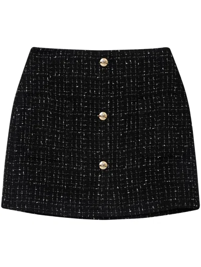 Anine Bing Mateo Tweed Miniskirt In Black